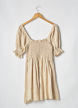 Robe courte coupe évasée manches courtes beige NASTY GAL femme