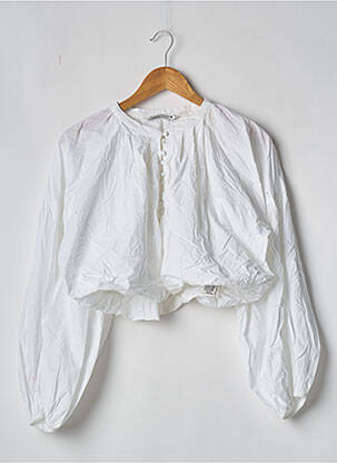 Blouse col rond manches longues blanc ZARA femme