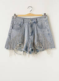 Short fermeture zippée sous rabat boutonné taille normale bleu LOAVIES femme