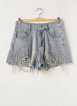 Short fermeture zippée sous rabat boutonné taille normale bleu LOAVIES femme