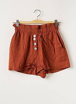 Short coupe droite taille haute marron BENOA femme