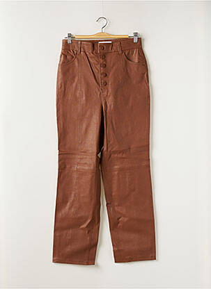 Pantalon droit taille à pinces taille haute marron L'ACADEMIE femme