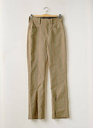 Pantalon flare fermeture zippée sous rabat avec crochet taille haute beige BELLEROSE femme