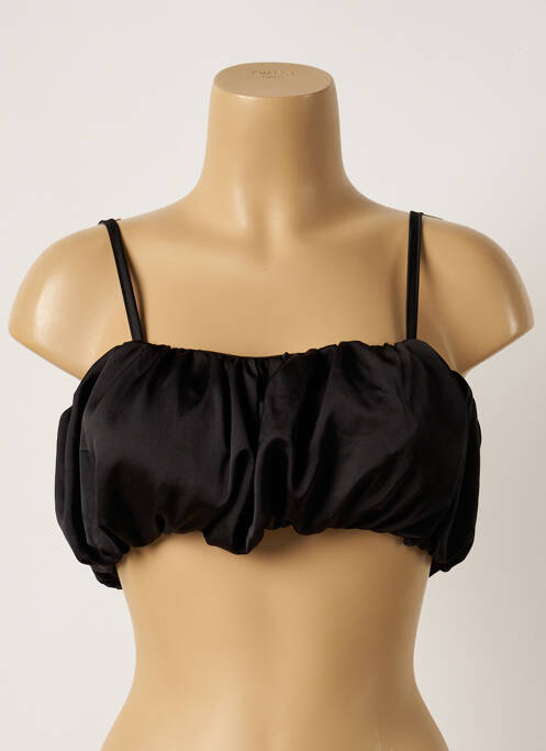 Top col carré fines bretelles noir BOOHOO femme