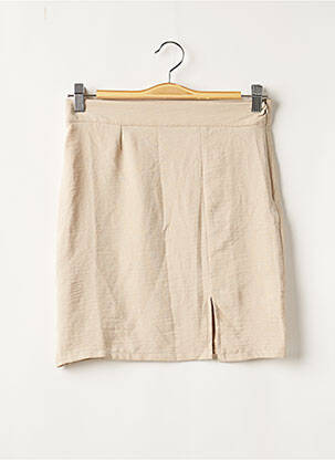 Jupe courte fermeture zip latéral beige MARYNE femme