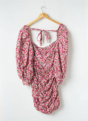 Robe courte imprimé fleurs manches longues rose NASTY GAL femme