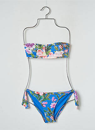 Maillot de bain 2 pièces stretch haut bandeau bleu SANS MARQUE femme