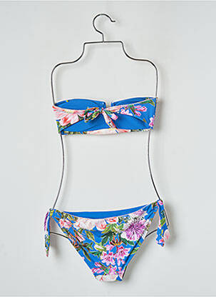 Maillot de bain 2 pièces stretch haut bandeau bleu SANS MARQUE femme