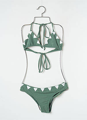 Maillot de bain 2 pièces stretch haut triangles vert LUZ femme