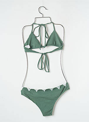 Maillot de bain 2 pièces stretch haut triangles vert LUZ femme