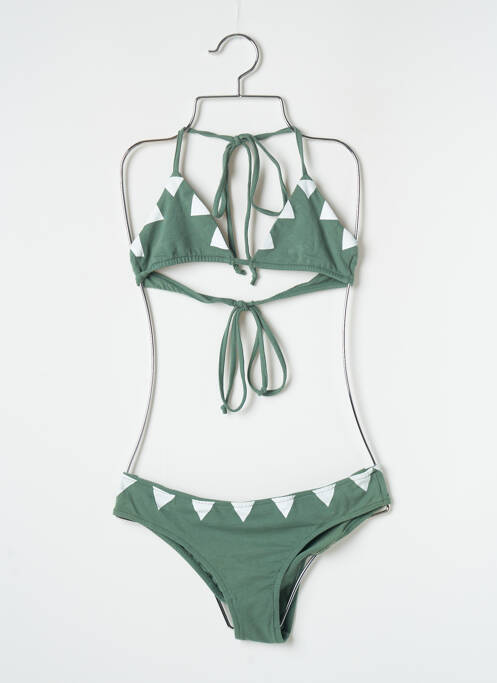Maillot de bain 2 pièces stretch haut triangles vert LUZ femme