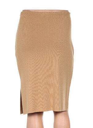 Jupe mi-longue coupe droite beige ANTONELLE femme