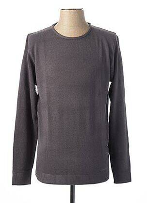 Pull finition bords-côtes manches longues gris OLD RIVER homme