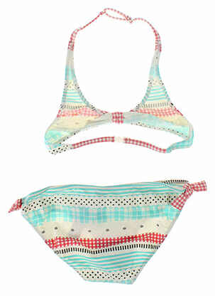 Maillot de bain 2 pièces bretelles élastiquées ajustables bleu BORABORA fille