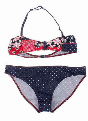 Maillot de bain 2 pièces fermeture clip bleu BORABORA fille