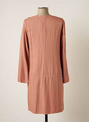 Robe mi-longue coupe fluide manches longues rose SEE THE MOON femme