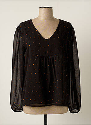 Blouse légère et transparente manches longues noir PAKO LITTO femme