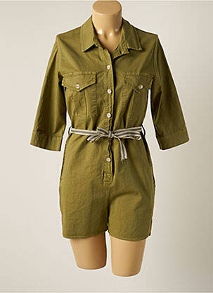 Combishort fermeture boutonnée sur le devant manches 3/4 vert PAKO LITTO femme