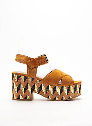 Sandales/nu pieds semi compensé talon de 7 à 9cm marron STRATEGIA femme