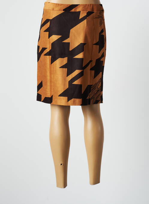 Jupe mi-longue marron PLATINE COLLECTION pour femme