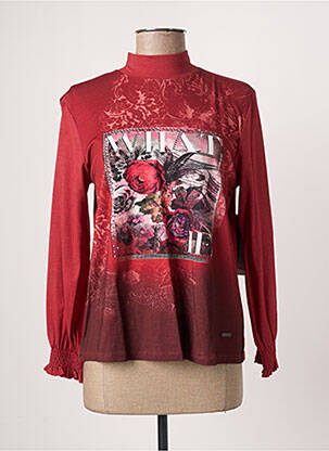 Top tissage jersey manches longues rouge AGATHE & LOUISE femme