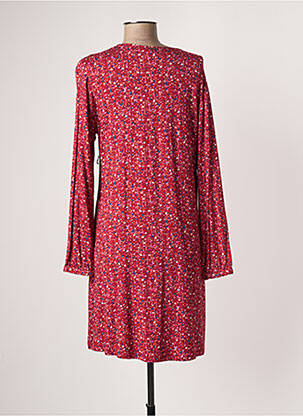 Robe mi-longue imprimé fantaisie manches longues rouge AGATHE & LOUISE femme