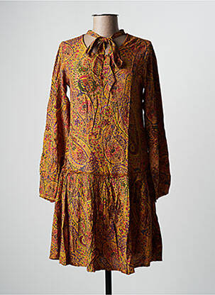 Robe mi-longue manches longues manches longues jaune AGATHE & LOUISE femme