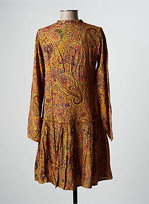 Robe mi-longue manches longues manches longues jaune AGATHE & LOUISE femme