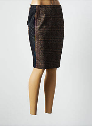 Jupe mi-longue coupe droite marron PAUSE CAFE femme