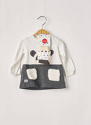 Robe mi-longue fermeture pressionnée manches longues gris BOBOLI fille