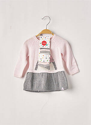Robe mi-longue col rond manches longues rose BOBOLI fille