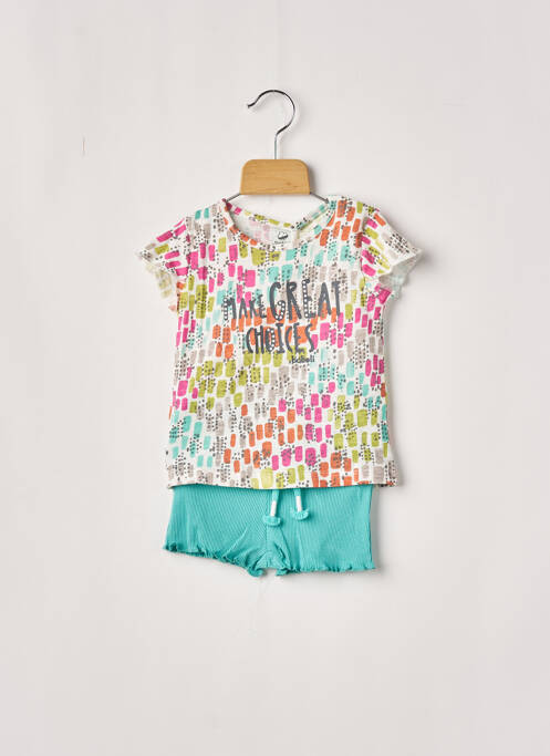 Ensemble short col rond bleu BOBOLI fille