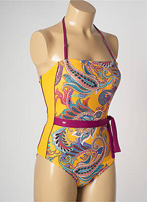Maillot de bain 1 pièce bretelles élastiquées ajustables haut soutien-gorge balconnet jaune LPB femme
