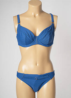 Maillot de bain 2 pièces avec armature haut soutien-gorge emboitant bleu SANS COMPLEXE femme