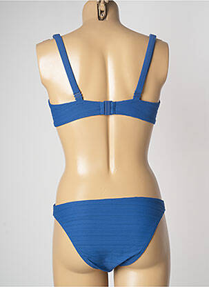 Maillot de bain 2 pièces fermeture clip haut soutien-gorge emboitant bleu SANS COMPLEXE femme