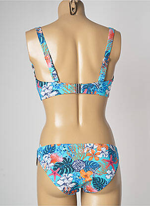 Maillot de bain 2 pièces fermeture liens à nouer haut soutien-gorge emboitant bleu OLYMPIA femme