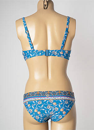 Maillot de bain 2 pièces fermeture clip haut soutien-gorge balconnet bleu OLYMPIA femme