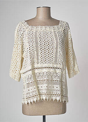 Top col carré manches 3/4 beige ATHÉ femme