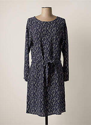 Robe mi-longue coupe fluide manches longues bleu HARTFORD femme