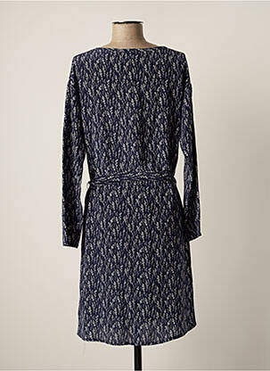 Robe mi-longue coupe fluide manches longues bleu HARTFORD femme
