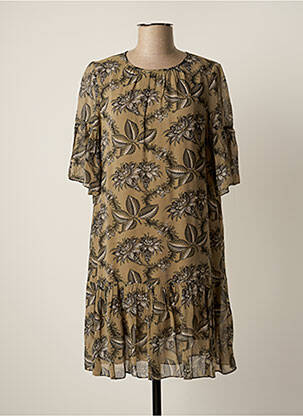 Robe mi-longue imprimé fleurs manches courtes vert VANESSA BRUNO femme
