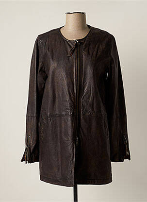 Veste en cuir poches marron HARTFORD femme