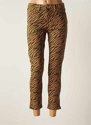 Pantalon 7/8 taille haute taille haute marron DENIM STUDIO femme