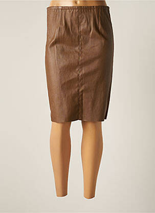 Jupe mi-longue stretch marron MAX & MOI femme