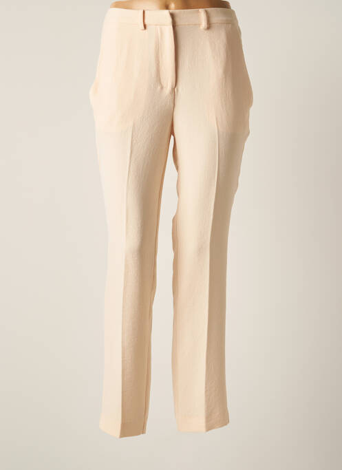 Pantalon droit fermeture zippée sous rabat avec crochet taille haute rose BA&SH femme