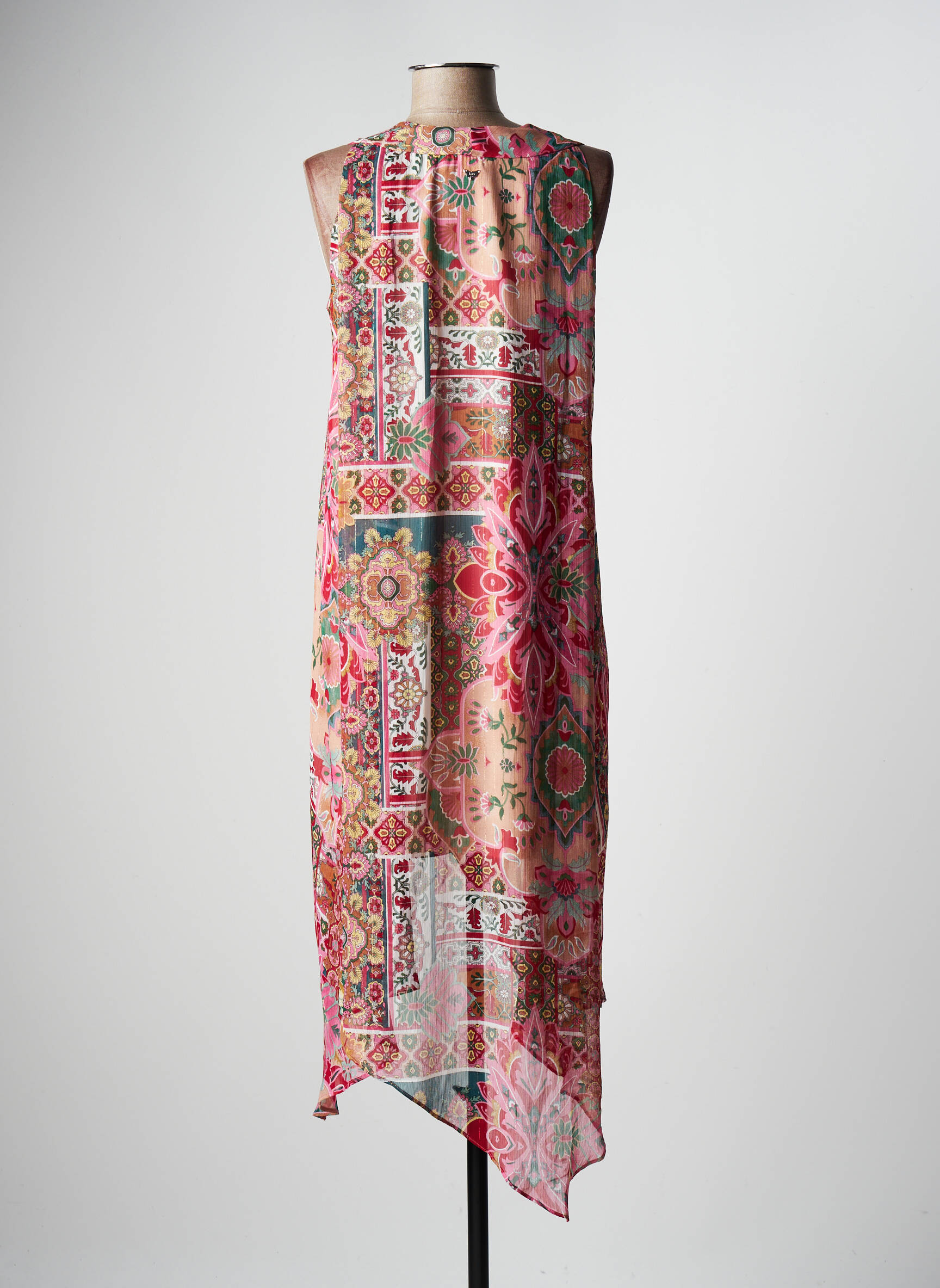 Robe mi-longue imprimé fleurs sans manche rose LPB LES PETITES BOMBES  femme