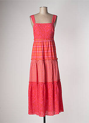 Robe longue coupe évasée fines bretelles orange DESIGUAL femme