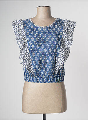Blouse tissage popeline manches courtes bleu MAYORAL fille