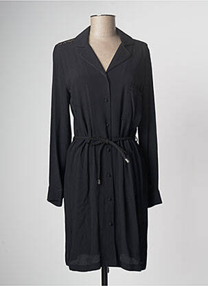 Robe mi-longue coupe fluide manches longues noir LA PETITE FRANCAISE femme