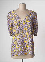 Blouse imprimé fleurs manches courtes jaune LA PETITE FRANCAISE femme